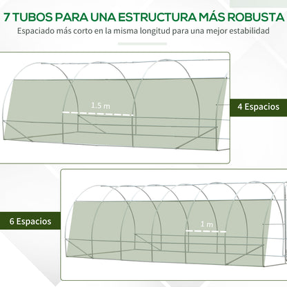 Homcom Invernadero De Túnel 595x300x200 Cm Con 12 Ventanas Y Puerta Enrollable_3