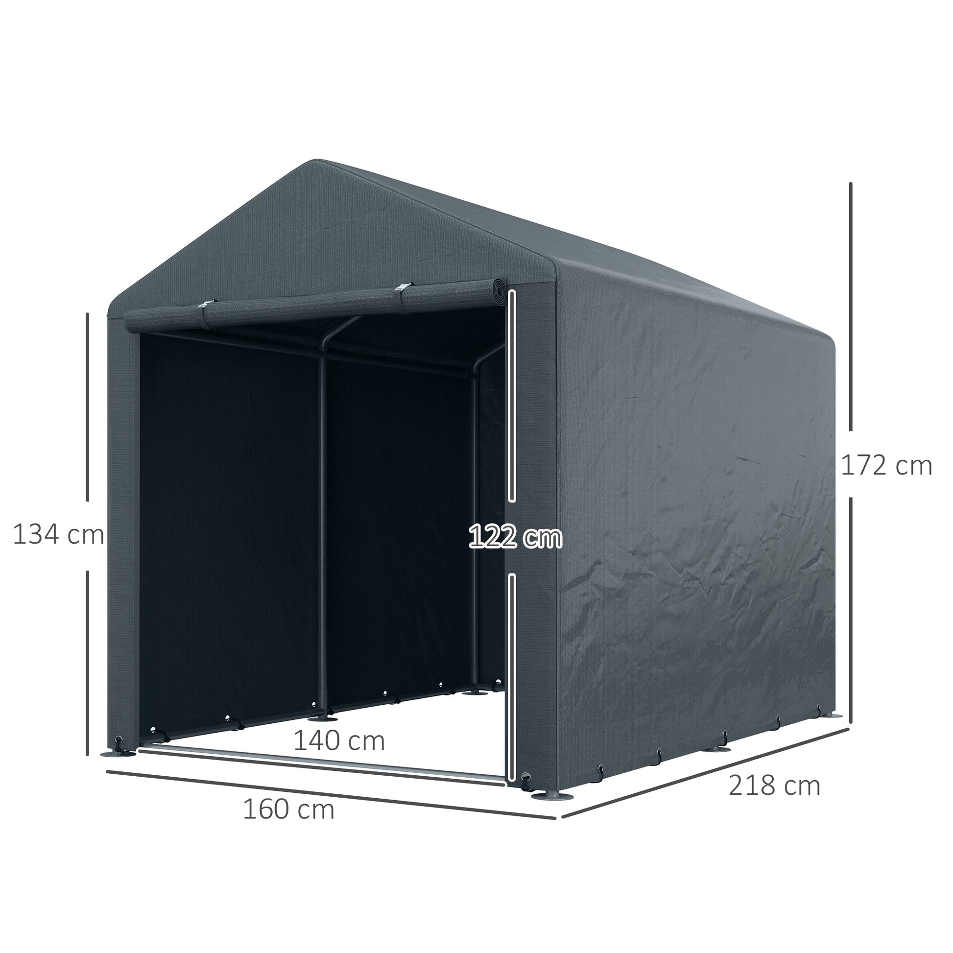Outsunny Carpa Para Herramientas Bicicletas Y Motos 1,6x2,2x1,7 M Gris Oscuro_2