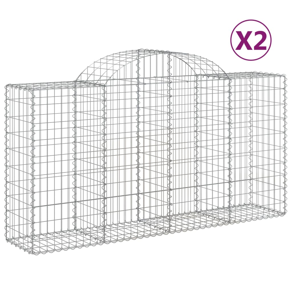 Cestas De Gaviones 2 Uds Forma De Arco Hierro 200x50x100/120 Cm_0