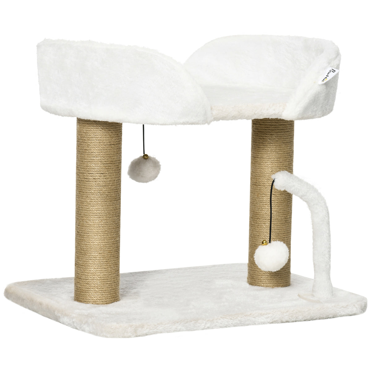 Pawhut Árbol Rascador Para Gatos Pequeños Altura 42 Cm 48x38x42 Cm Blanco_0