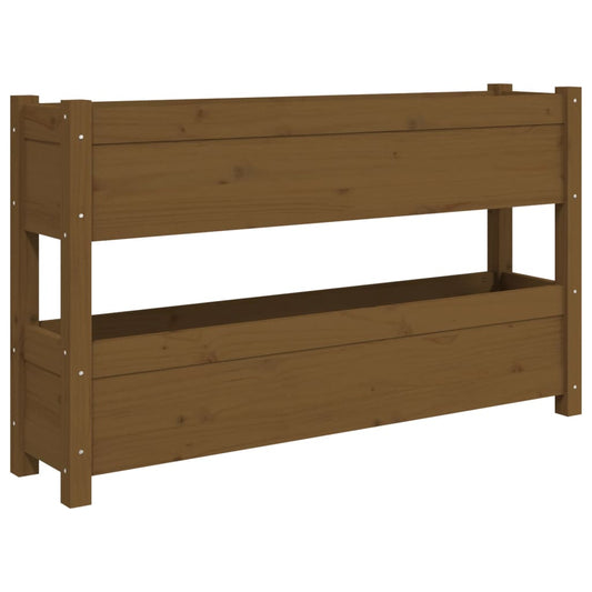 Jardinera De Madera Maciza De Pino Marrón Miel 112x25x66 Cm_0