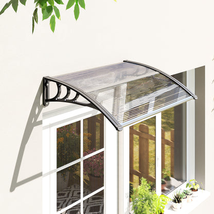 Outsunny Tejadillo De Protección 75x100cm Marquesina Para Puerta Transparente_1