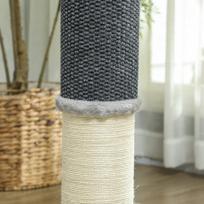 Pawhut Poste Rascador Para Gatos 85 Cm Con Cepillo De Auto Acicalado Gris Crema_3