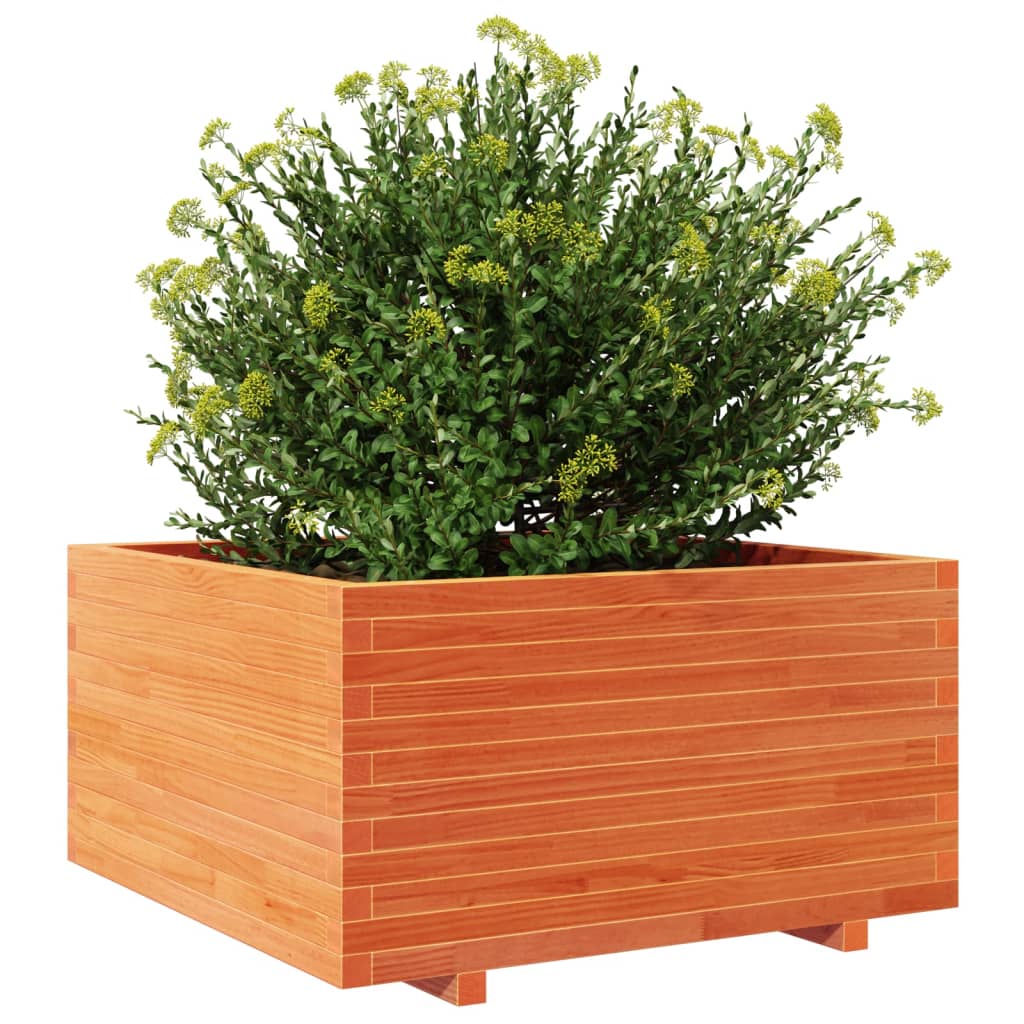 Jardinera Madera Maciza De Pino Marrón Cera 90x90x49,5 Cm_3