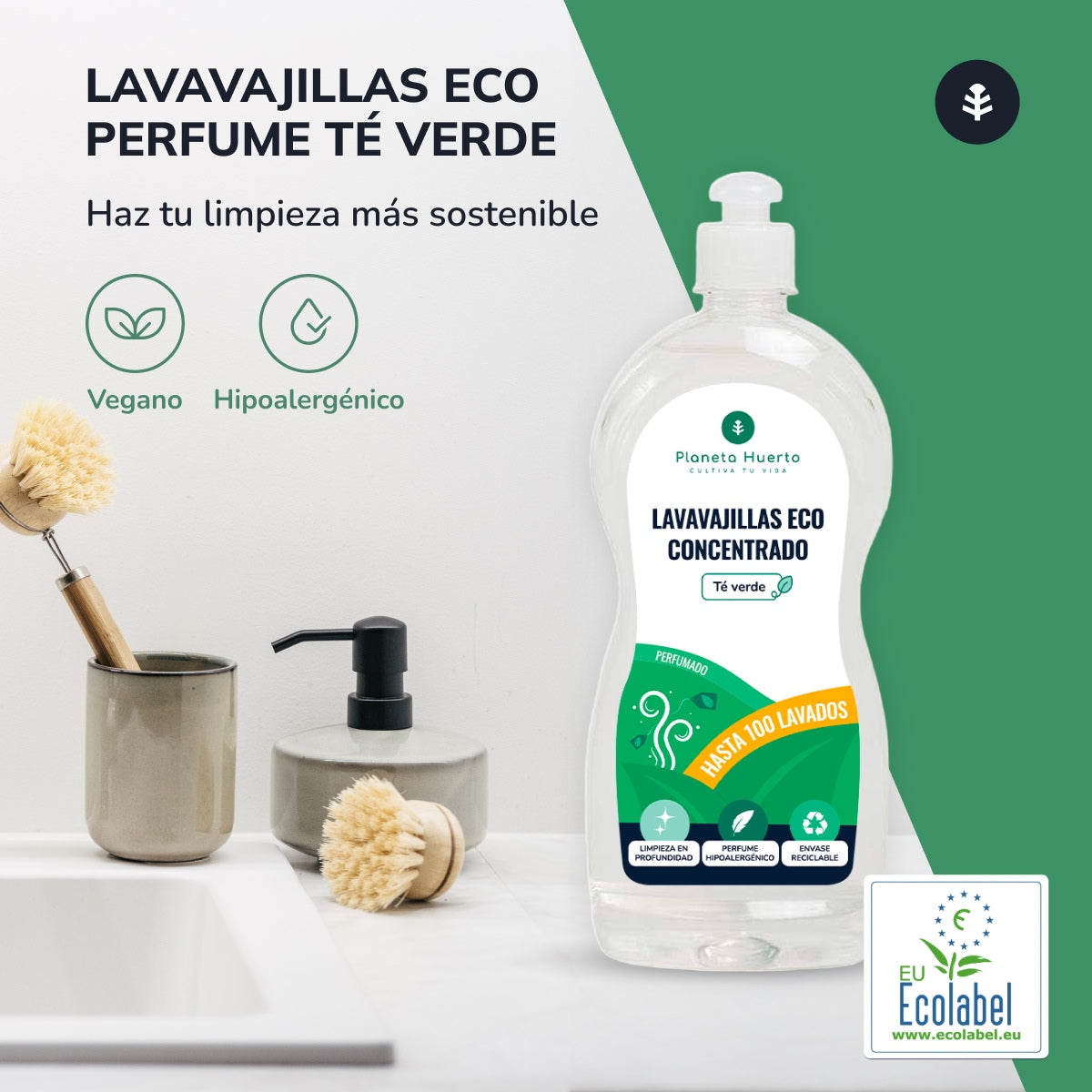 Lavavajillas Manual Té Verde ECO  Planeta Huerto 750ml