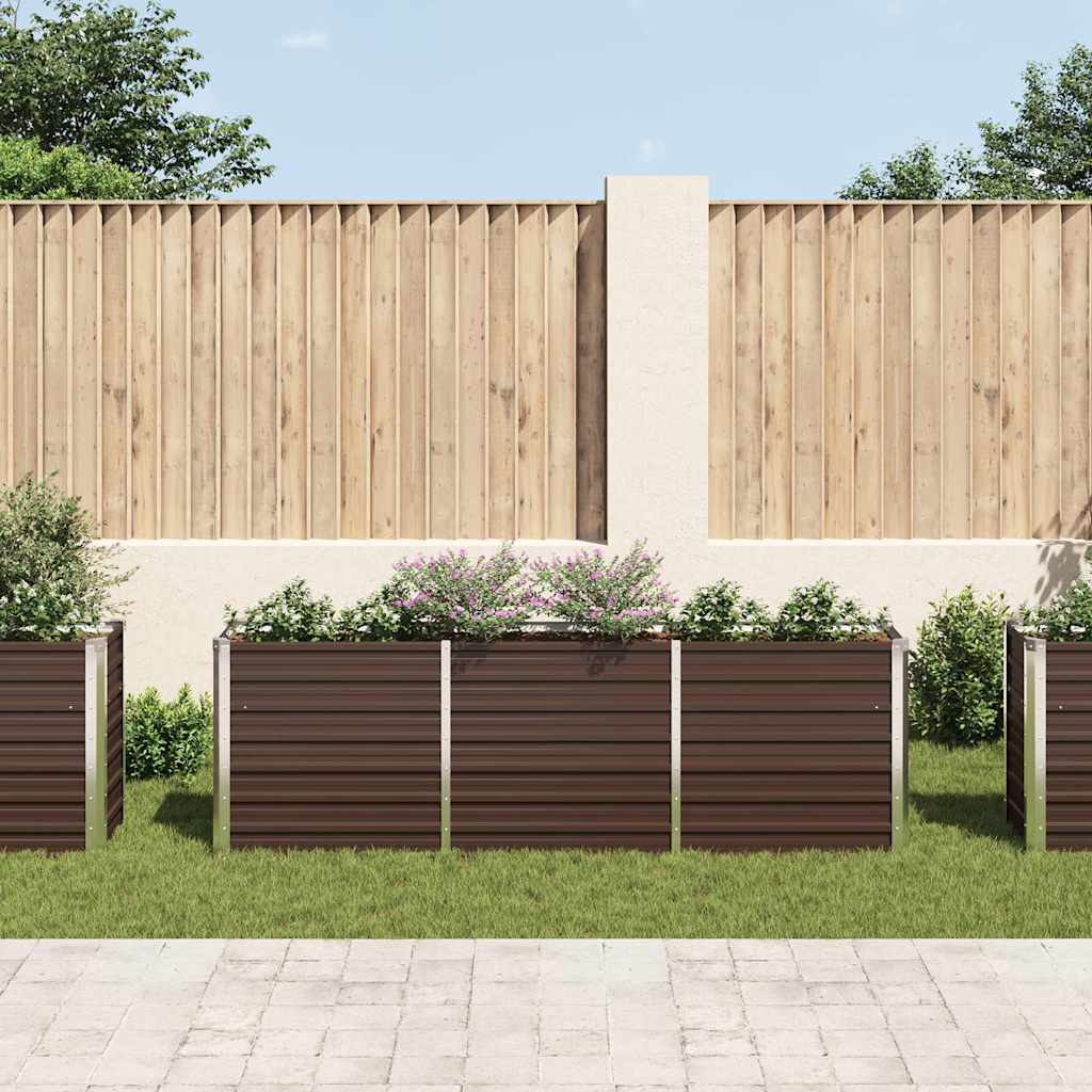 Arriate De Jardín De Acero Galvanizado Marrón 240x40x77 Cm_2