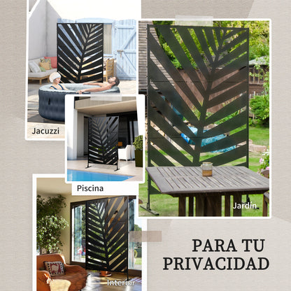 Outsunny Biombo Para Exterior De 3 Piezas Con Diseño De Hoja De Plátano Negro_5