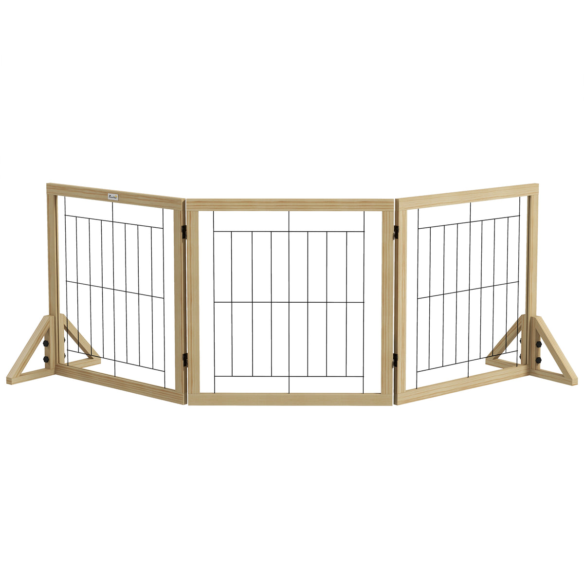 Pawhut Barrera Para Perros Plegable De 3 Paneles 210x44x70 Cm Madera Natural_0