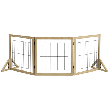 Pawhut Barrera Para Perros Plegable De 3 Paneles 210x44x70 Cm Madera Natural_0
