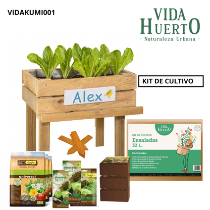 Mesa De Cultivo Infantil De Madera Con Kit De Cultivo De Ensaladas | Vidahuerto_2