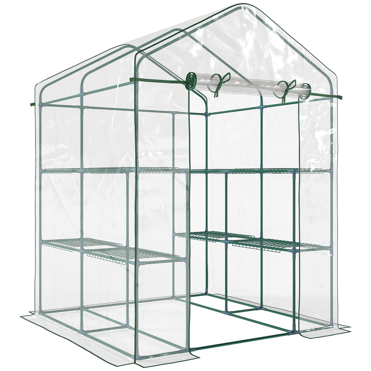 Outsunny Invernadero Transparente De Jardín Vivero 3 Pisos 143x143x195cm_0