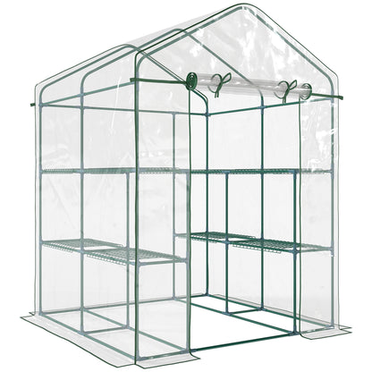 Outsunny Invernadero Transparente De Jardín Vivero 3 Pisos 143x143x195cm_0
