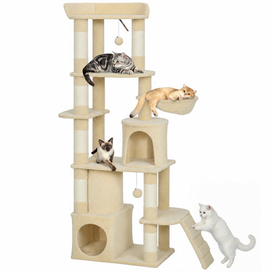 Pawhut Árbol Rascador Para Gatos Grande Altura 170 Cm Beige_0