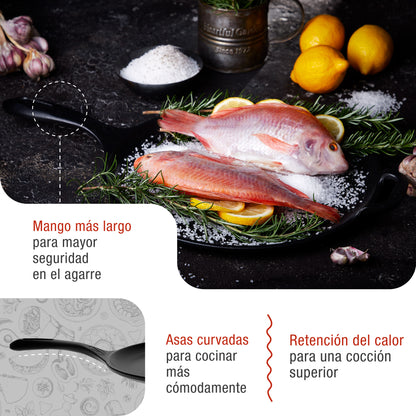 Victoria Plancha Cocina Inducción Comal Hierro Fundido Curado Para Pizza, Tortillas 30cm Fuego, Barbacoa, 35891, Negro_2