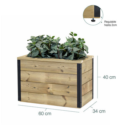 Jardinera Con Autorriego De Madera Nidum Interior Y Exterior Hortalia 60x34x40 Cm_5