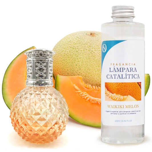 Lámpara Catalítica Orange Diamonds + Aroma Waikiki Melon 500 Ml - Elimina Malos Olores, Impurezas Y Perfuma_0