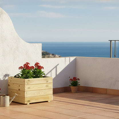 Jardinera Cuadrada De Madera Tratada Para Exterior Pun Hortalia 50x50x40 Cm_1