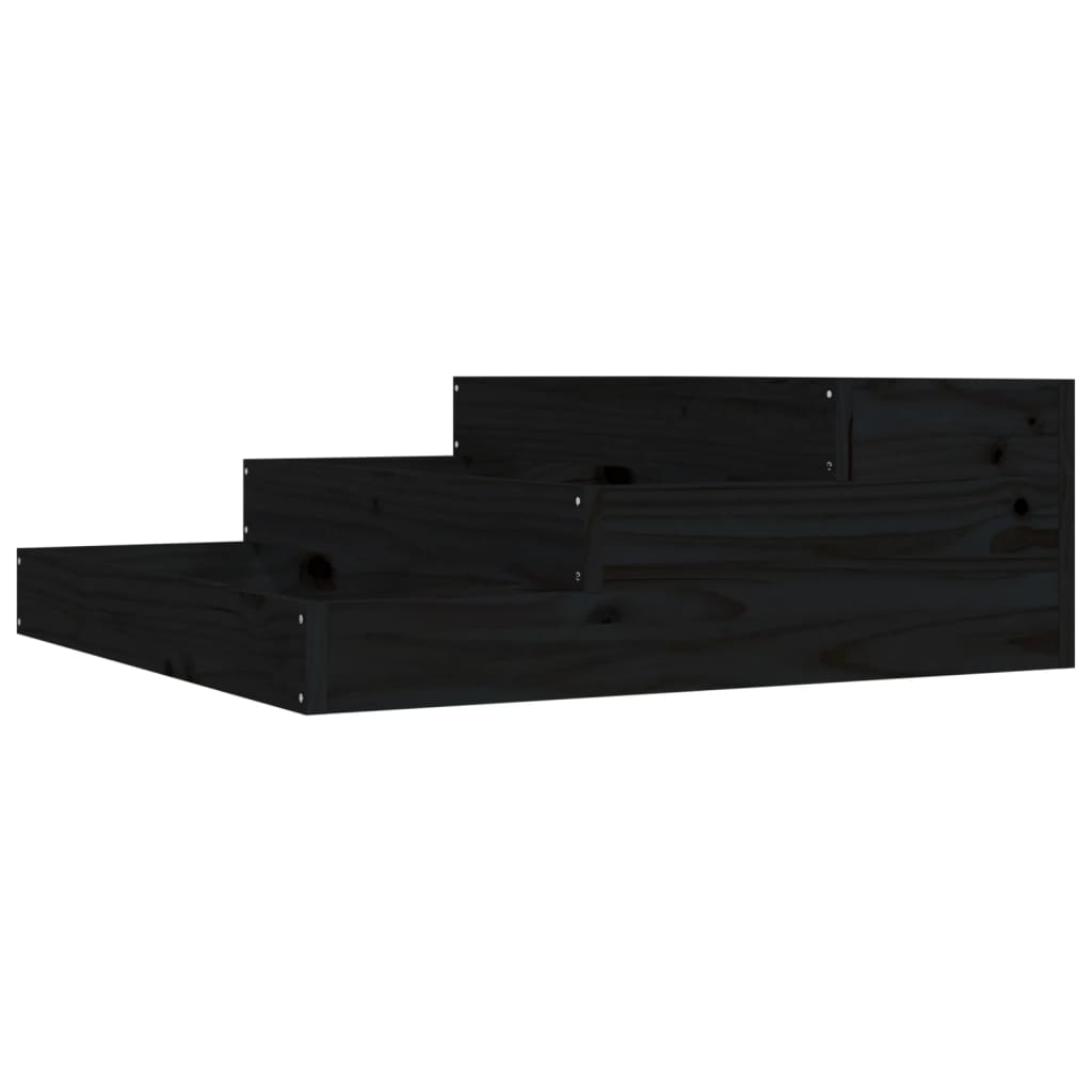 Jardinera De Madera Maciza De Pino Negro 78x78x27 Cm_0