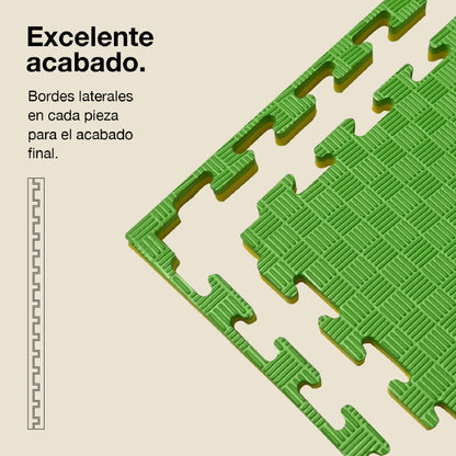 Jowy Tatami Puzzle 2,5cm 100x100cm, Pack 4 Unidades – Superficie 5 Líneas Amarillo/verde_2