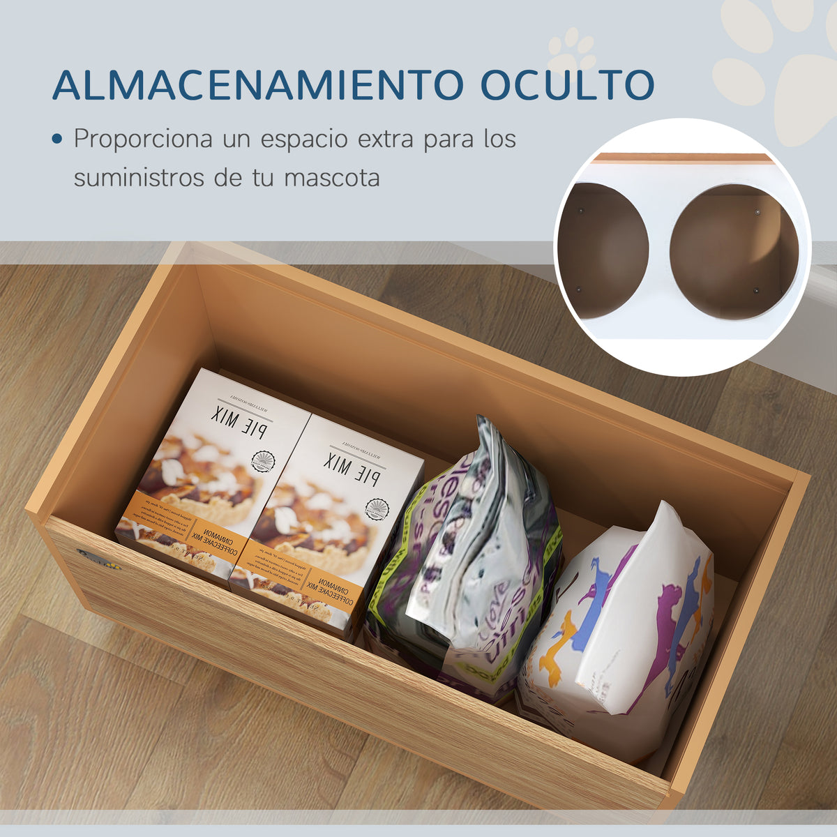 Pawhut Comedero Perro Elevado Con Alimentador Lento Extraíble Roble_5