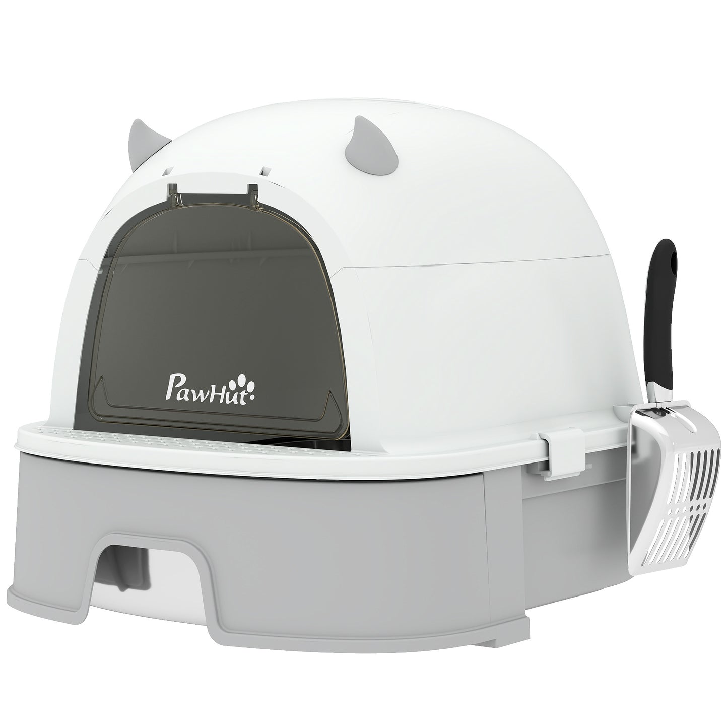 Pawhut Arenero Para Gatos L Con Tapa Extraíble Bandeja De Acero Inoxidable Gris_0