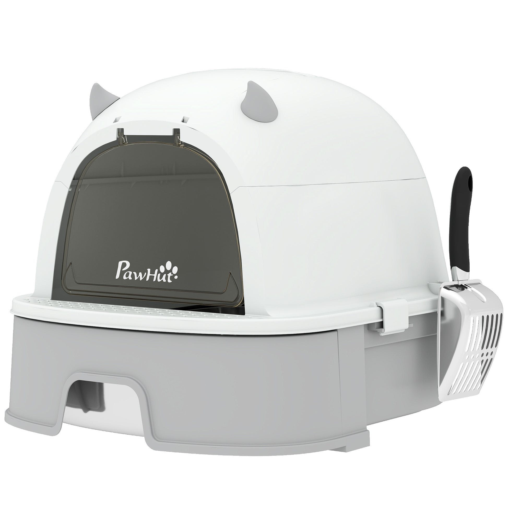 Pawhut Arenero Para Gatos L Con Tapa Extraíble Bandeja De Acero Inoxidable Gris_0