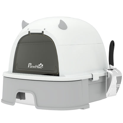 Pawhut Arenero Para Gatos L Con Tapa Extraíble Bandeja De Acero Inoxidable Gris_0