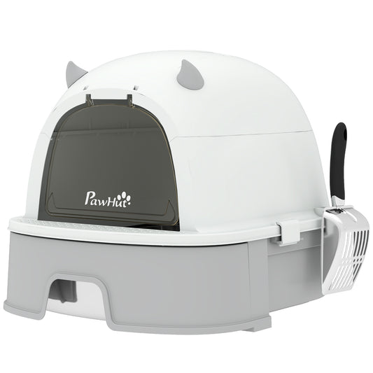 Pawhut Arenero Para Gatos L Con Tapa Extraíble Bandeja De Acero Inoxidable Gris_0