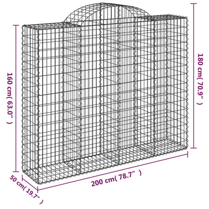 Cestas De Gaviones 7 Uds Forma De Arco Hierro 200x50x160/180 Cm_5