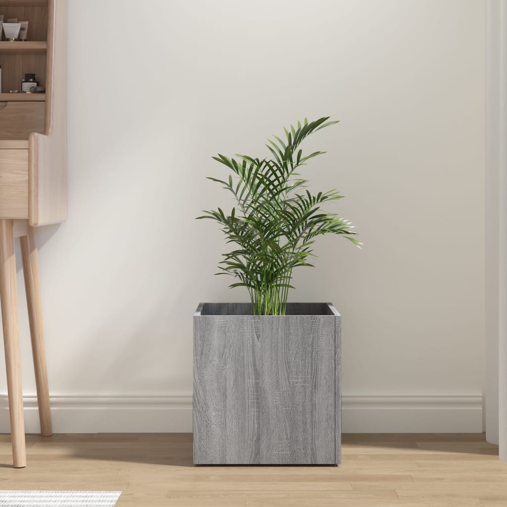 Jardinera Sonoma Gris 40x40x40 Cm Madera De Ingeniería_1