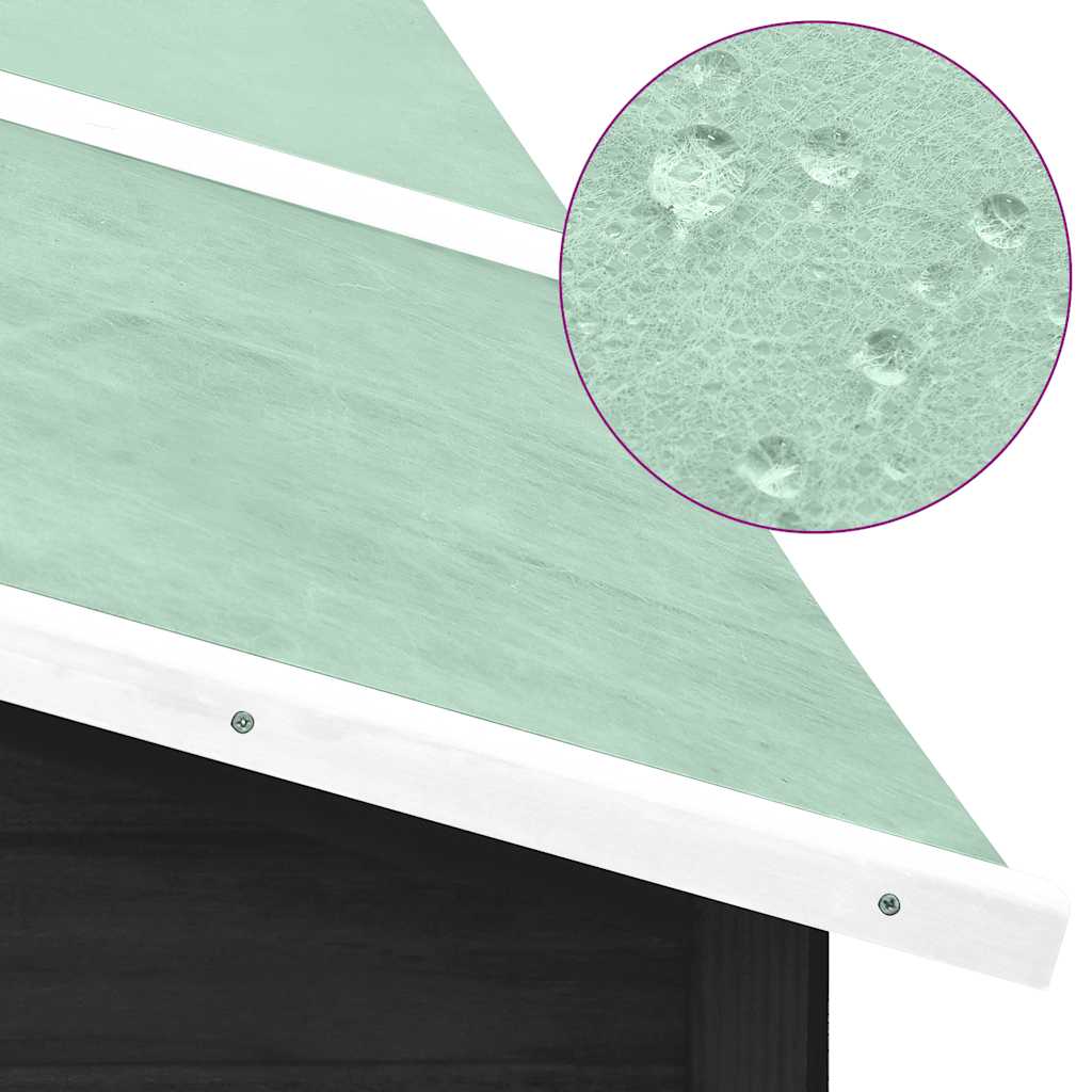 Conejera De Exterior Con Corredor Madera De Abeto Gris Y Blanco_4