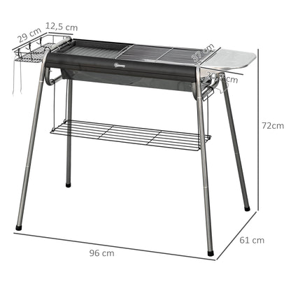 Outsunny Barbacoa De Carbón Barbacoa Portátil Con Parrilla 107x63x75 Cm Negro_2