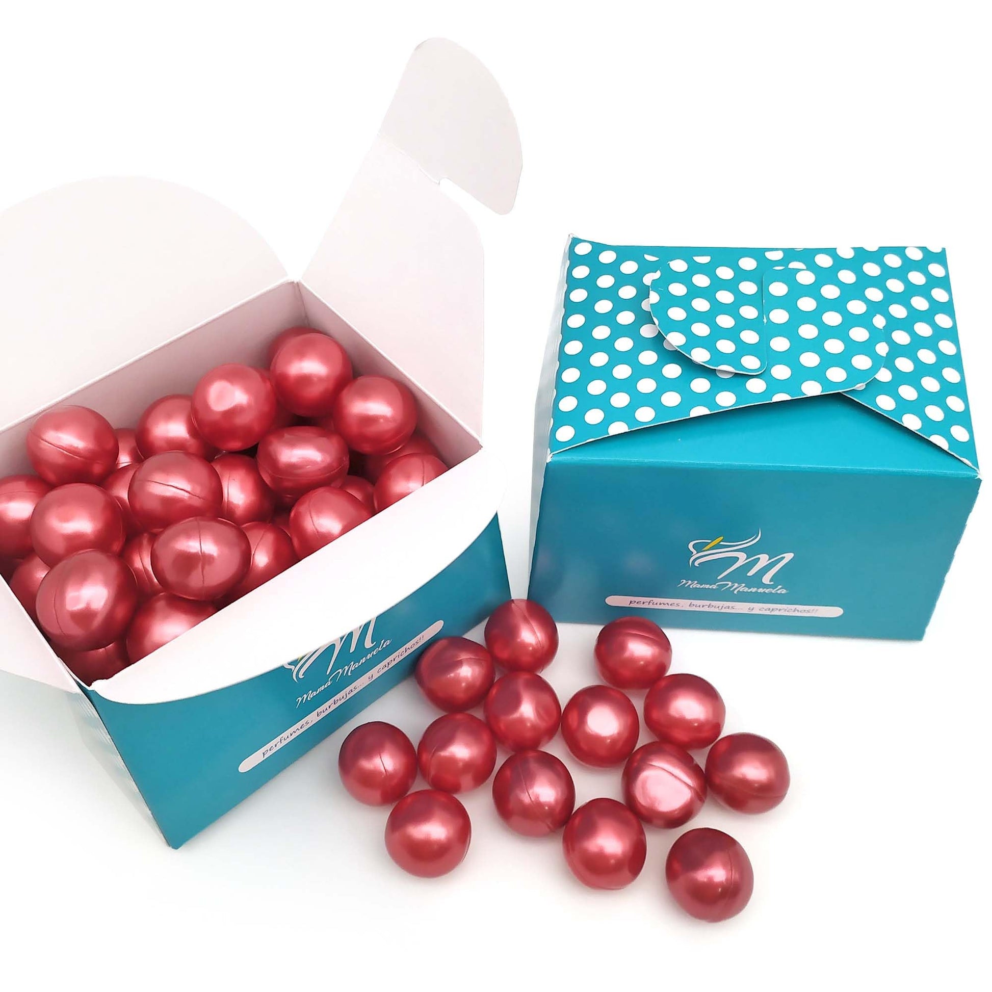Caja 40 Perlas De Baño Con Aroma A Fresas - Con Aceite De Soja - Hidratante Y Aromática - Forma Bola_0