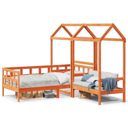Sofá Cama Con Techo Madera Maciza Pino Marrón Cera 90x200 Cm_0