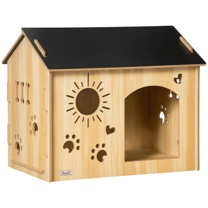 Pawhut Caseta De Madera Para Perros Pequeños Con Puerta Delantera 69x50x58,5 Cm_0