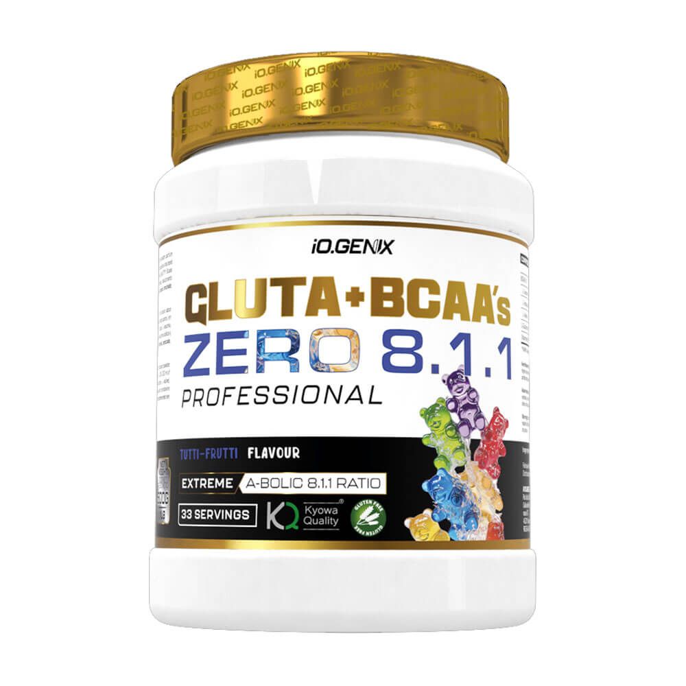 Gluta + Bcca´s Zero 8:1:1 - 500g - Tuti Fruti - Bcaa + Glutamina - Io.genix_0