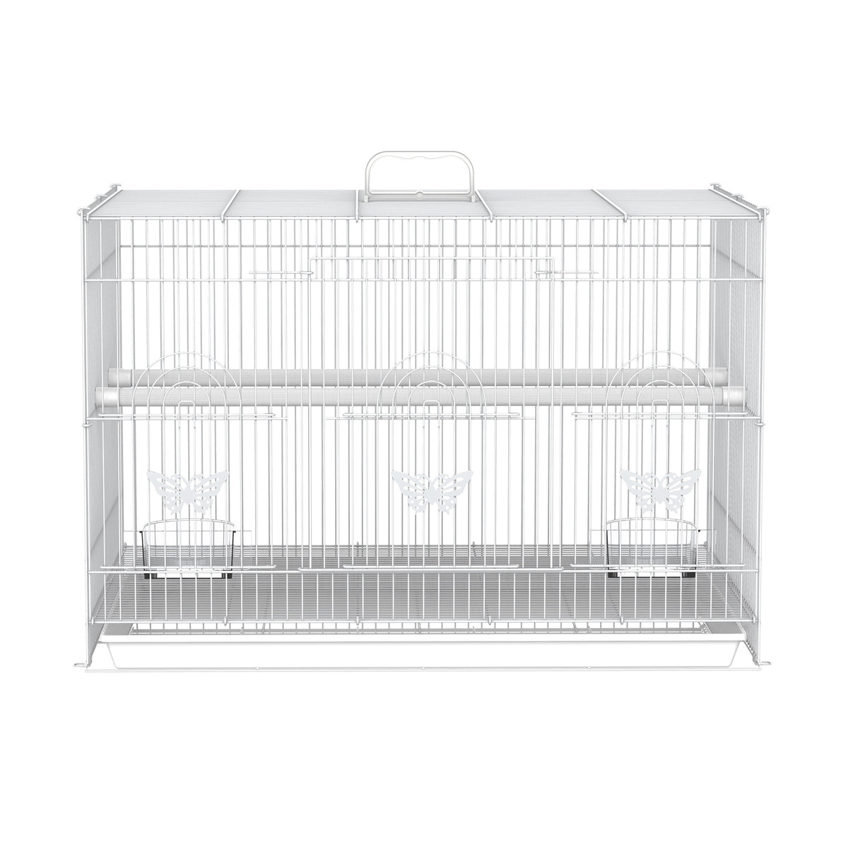 Jaula Para Pájaros Con Comederos 2 Perchas Pawhut 60x41x41 Cm Blanco_4