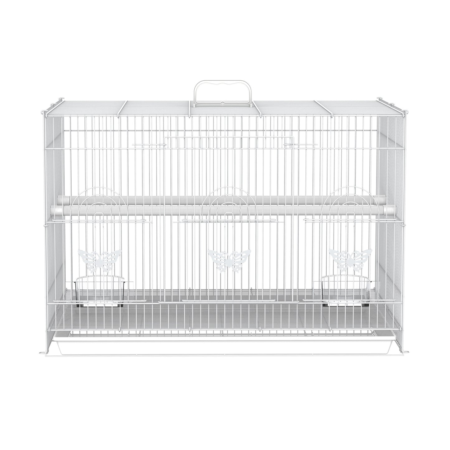 Pawhut Jaula Para Pájaros De Metal 60x41x41 Cm Con Comederos Y 2 Perchas Blanco_4