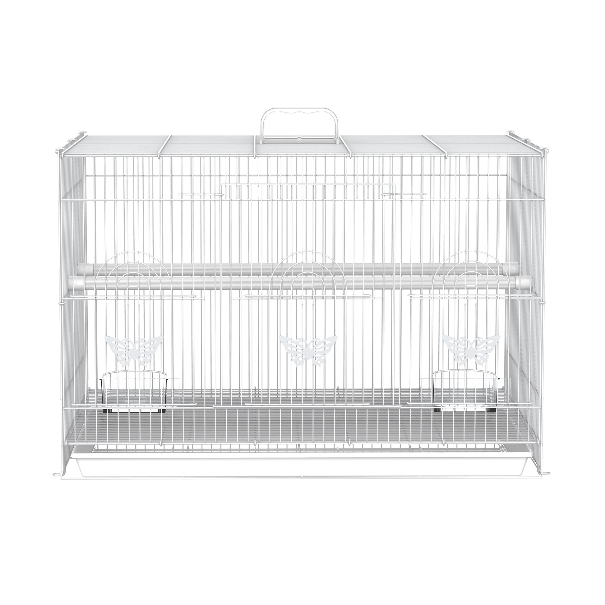Pawhut Jaula Para Pájaros De Metal 60x41x41 Cm Con Comederos Y 2 Perchas Blanco_4