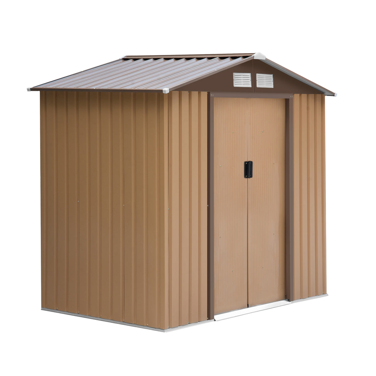 Outsunny Caseta De Jardín 213x130x185 Cm Con 2 Puertas Correderas Y 4 Ventanas_0