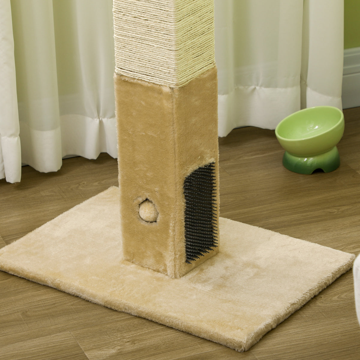 Pawhut Poste Rascador Para Gatos 79 Cm Con Bola Colgante 59,5x39x79 Cm Beige_3