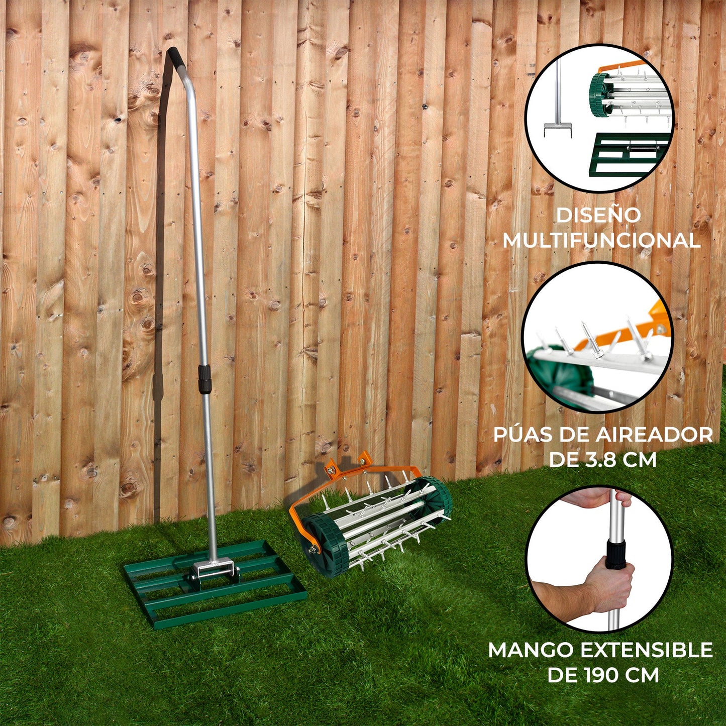 Nivelador De 50 Cm Y Aireador De Césped – Verde_1
