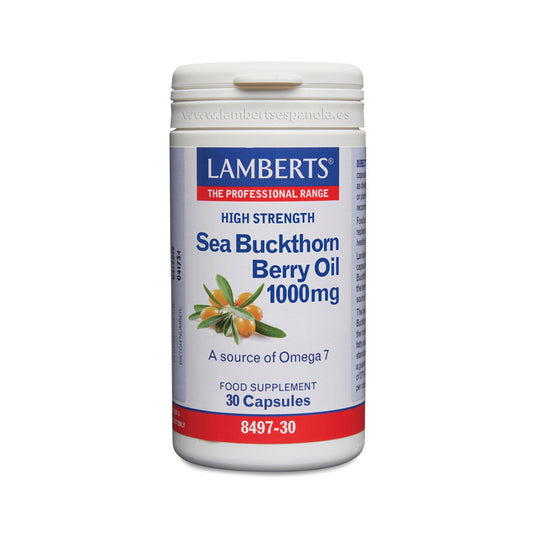 Aceite del fruto de Espino Amarillo 1000 mg rico en Omega 7, Lamberts, 30 cápsulas
