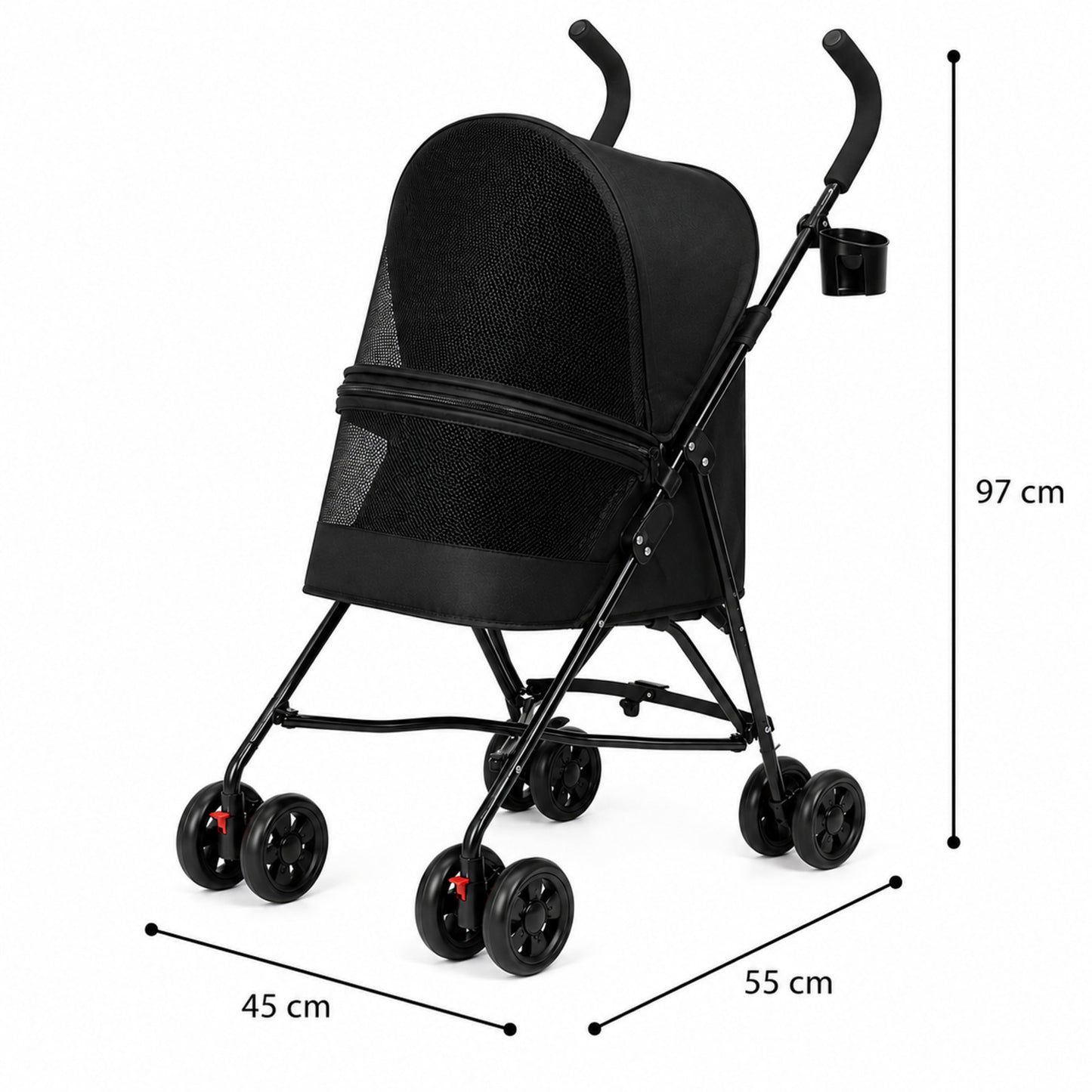 Carrito Plegable Para Mascotas Nyana Pets | Ventanas De Malla | Carro Para Perro O Gato | Transportin Para Hasta 10 Kg_3