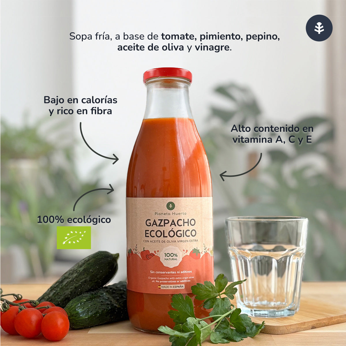 Pack 3x Gazpacho tradicional ECO con AOVE Planeta Huerto 1L