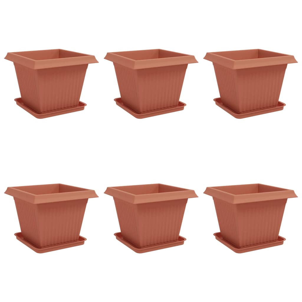 Macetas 6 Pcs Rojo Ladrillo 43 X 43 X 33,5 Cm Plástico_0