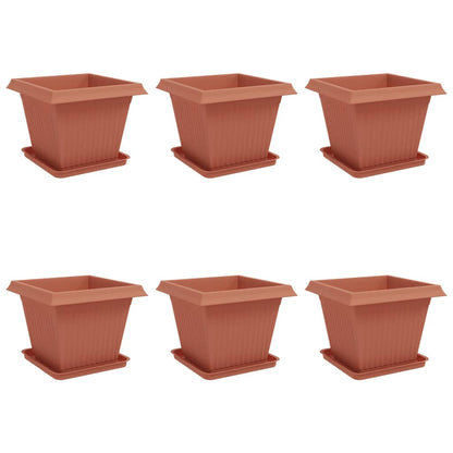 Macetas 6 Pcs Rojo Ladrillo 43 X 43 X 33,5 Cm Plástico_0