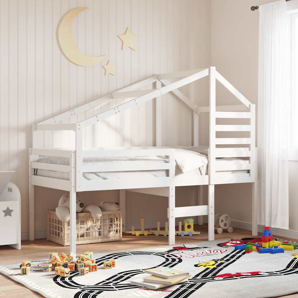 Techo De Cama Infantil Madera Maciza Pino Blanco 198x87x113 Cm_1