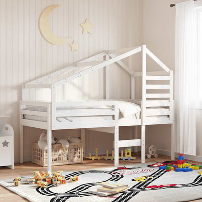 Techo De Cama Infantil Madera Maciza Pino Blanco 198x87x113 Cm_1