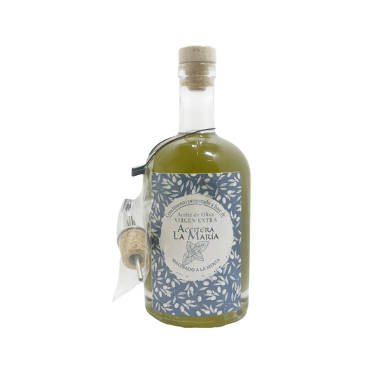 Aceite De Oliva Virgen Extra Macerado A La Menta 50 Cl Con Vertedor Metálico_0
